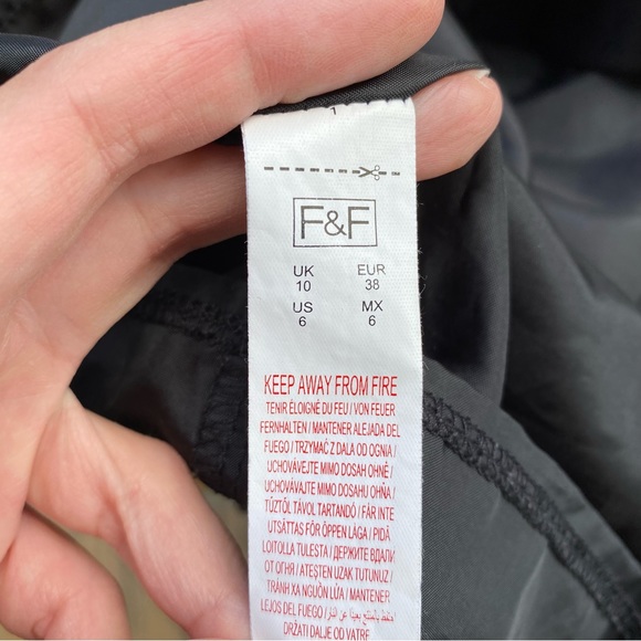 F&F Shift Black Dress Size 8 Polka Dot Long-sleeve - Picture 8 of 9